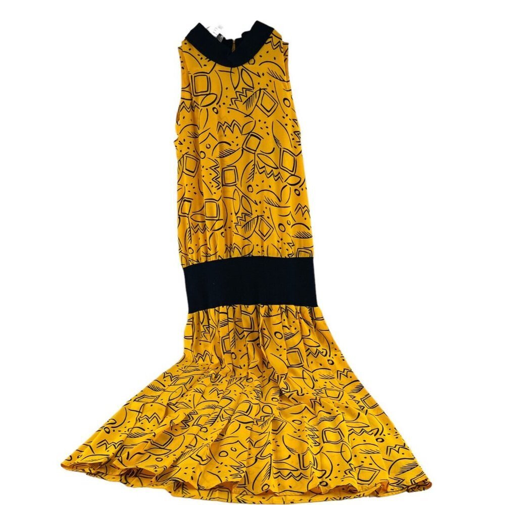 Maggie Boutique Lahn's Vintage Dress Women's size 10 Yellow‎ Black Long Maxi
